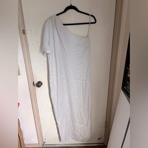 One shoulder silk column dress